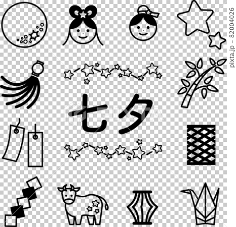 七夕　線　ポップ　アイコン 82004026