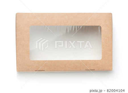 Top view of empty paper box with transparent window Top view of empty paper box with transparent window 82004104