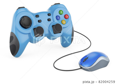 Gamepad with computer mouse. 3D rendering Gamepad with computer mouse. 3D rendering 82004259