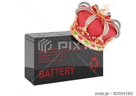 Sealed UPS battery with golden crown, 3D rendering Sealed UPS battery with golden crown, 3D rendering 82004260