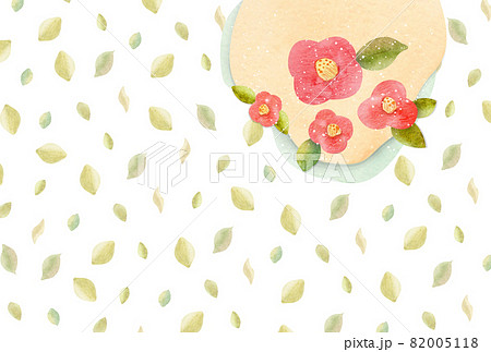 Watercolor postcard template camellia horizontal format Watercolor postcard template camellia horizontal format 82005118