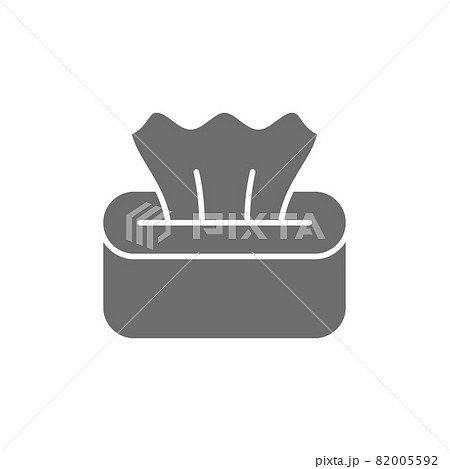 Wet napkin in box, tissue paper grey icon. 82005592