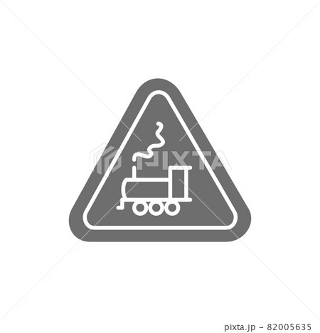 Attention train sign, railway traffic grey icon.のイラスト素材 [82005635] - PIXTA