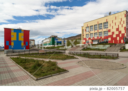 Colorful buildings in the urban-type settlement of Provideniya. 82005757