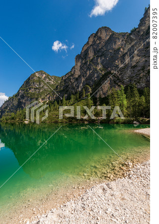 Pragser Wildsee or Lago di Braies - Small Alpine Lake in Trentino Italy Pragser Wildsee or Lago di Braies - Small Alpine Lake in Trentino Italy 82007395