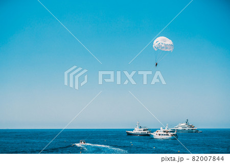 Parasailing in open sea. Water sports 82007844
