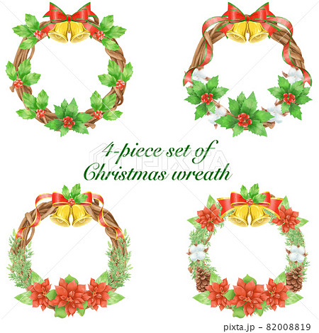 クリスマスリースのイラスト4点セットのイラスト素材 0019