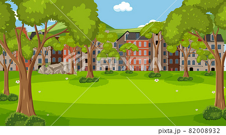 Nature park scene with many building background 82008932
