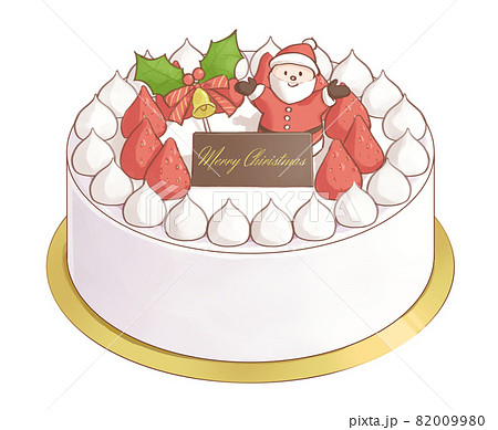 イチゴのクリスマスケーキ 水彩風イラストのイラスト素材 イチゴのクリスマスケーキ 水彩風イラストのイラスト素材