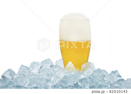 One glass of lager beer on ice 82010145