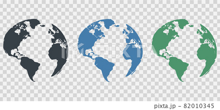 Earth globe icon set. Earth hemispheres with different continents. World map vector isolated on transparent background. Earth globe icon set. Earth hemispheres with different continents. World map vector isolated on transparent background. 82010345