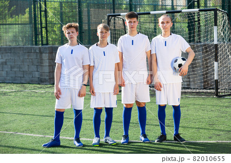 Group portrait of male soccer team Group portrait of male soccer team 82010655