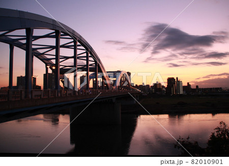 多摩川丸子橋の夕景 多摩川丸子橋の夕景 82010901