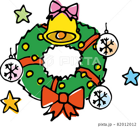 クリスマスリースのかわいいイメージイラスト 手描き のイラスト素材 0112