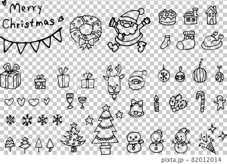 クリスマス関連のかわいいイラストセット（手描き）のイラスト素材