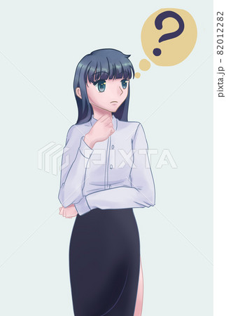 考える女性のイラスト素材 0122