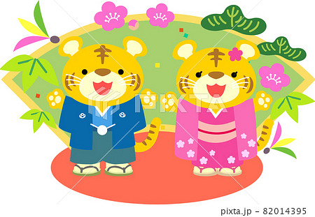 寅年の干支の年賀状素材 82014395