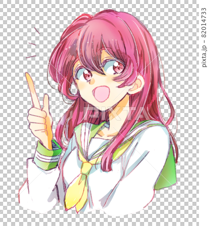 female student pointing finger - Stock Illustration [82014733] - PIXTA