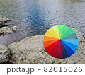 colorful ambarella against a lake of water room for text 82015026