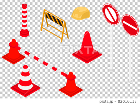 Construction site guidance icon set, isometric 82016115