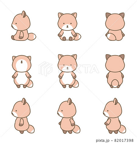 キツネのキャラクターセットのイラスト素材
