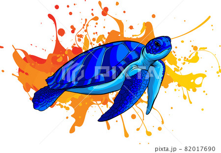 vector blue Sea turtle on colored background 82017690
