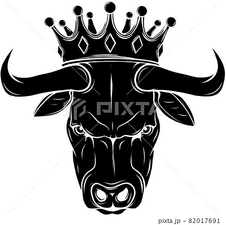 vector illustration of black silhouette Bull King 82017691