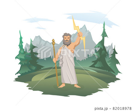 Zeus, the Father of Gods and men, ancient Greek god of sky. Ancient Greece mythology. Vector illustration isolated on white. 82018978