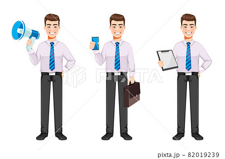 Handsome business man, set of three poses 82019239