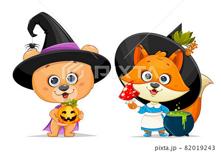 Happy Halloween. Cute bear and funny foxy 82019243