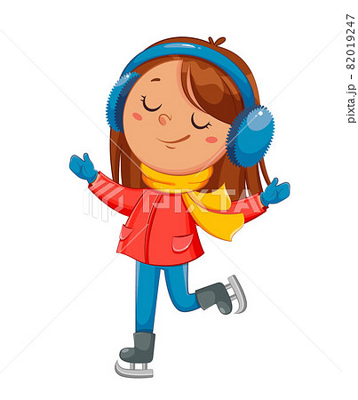 Kid skating, cute skater girl cartoon character 82019247