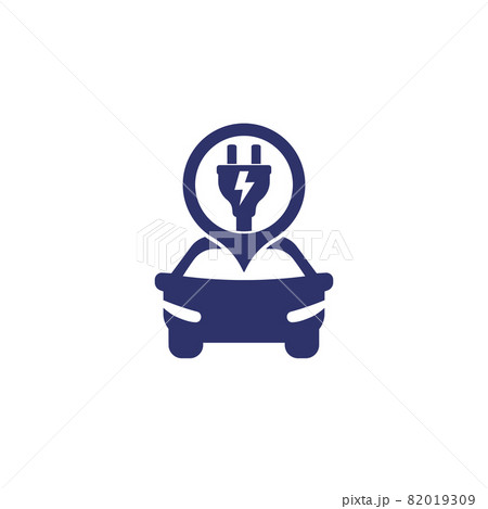 electric car and plug icon on white electric car and plug icon on white 82019309
