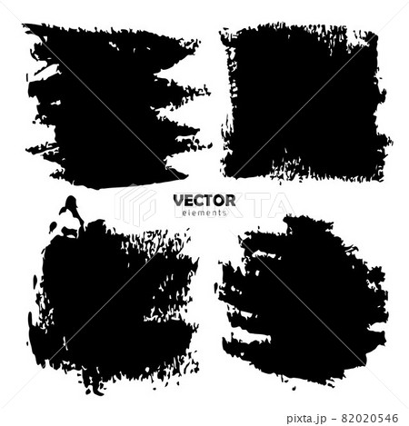 Grunge Set Brush Shape Vector Strokes in Black color on white background. Hand painted grange elements. Ink drawing. Dirty artistic design . Place for text, quote, information, company name. 82020546