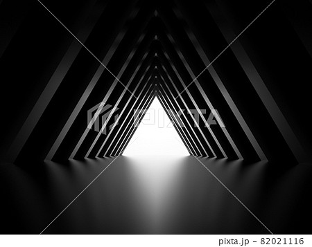 Abstract shiny black triangular tunnel, 3 d 82021116