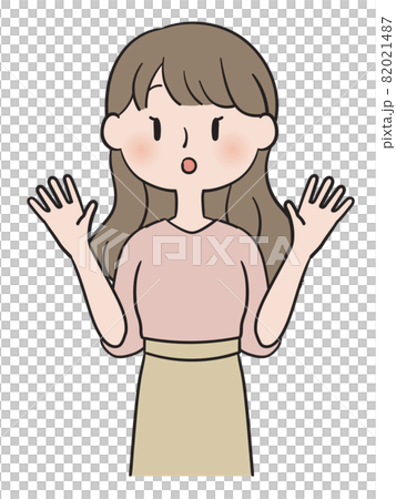 驚く私服女性 驚く私服女性 82021487