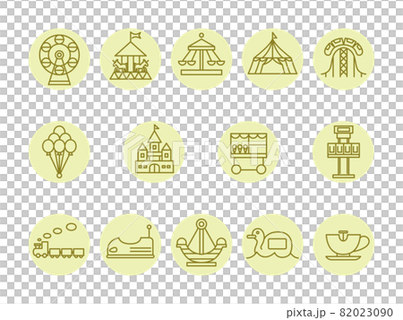 Amusement park playset color icon set (yellow) 82023090