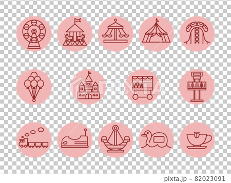 遊樂園玩具套裝顏色圖標集(紅色) 遊樂園玩具套裝顏色圖標集(紅色) 82023091