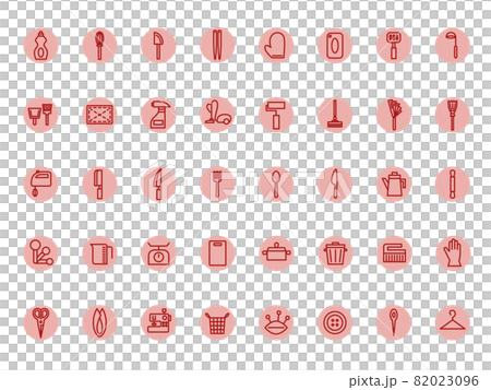 Daily necessities color icon set (red) 82023096