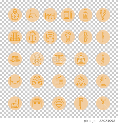 野營設備的顏色圖標集（橙色） 82023098