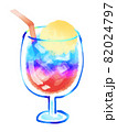 グラデーションのクリームソーダ　ブルーハワイ　水彩イラスト　青と赤 82024797