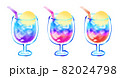 グラデーションのクリームソーダセット　ブルーハワイ　水彩イラスト 82024798