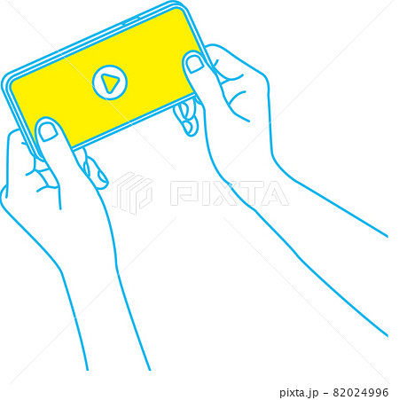 スマホで動画を見ているイラストのイラスト素材