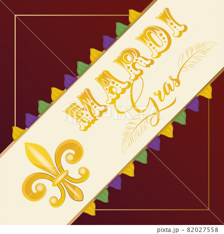 Isolated label with a fleur de lis colored mardi gras poster 82027558