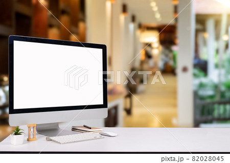laptop monitor digital pc desk Mockup Blank screen 82028045