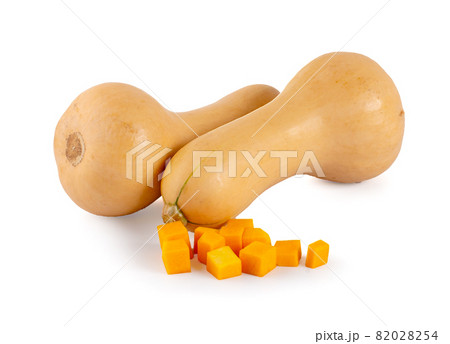 butternut squash half isolated on white background with clipping path butternut squash half isolated on white background with clipping path 82028254