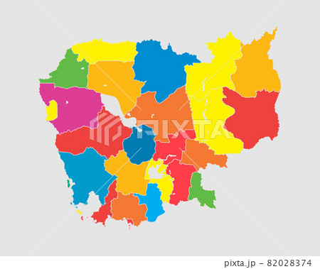 Vector map country Cambodia divided on regions 82028374