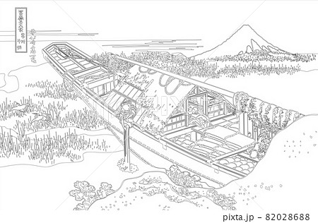 葛飾北斎イメージ常州牛堀題名入り線 82028688