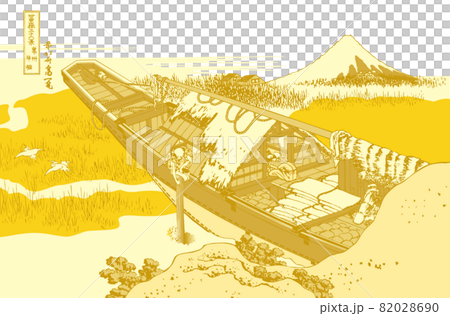 葛飾北斎イメージ常州牛堀題名入り金白バック 82028690