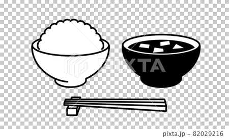 日本の食事　ごはん　味噌汁　箸 82029216