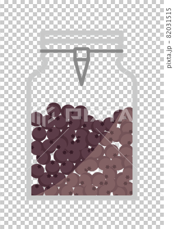 瓶に入れたブルーベリーのイラスト 82031515